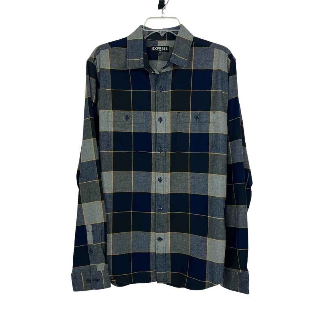 EXPRESS Men’s Lightweight Flannel Button Shirt Sz Large Multi Color Plaid